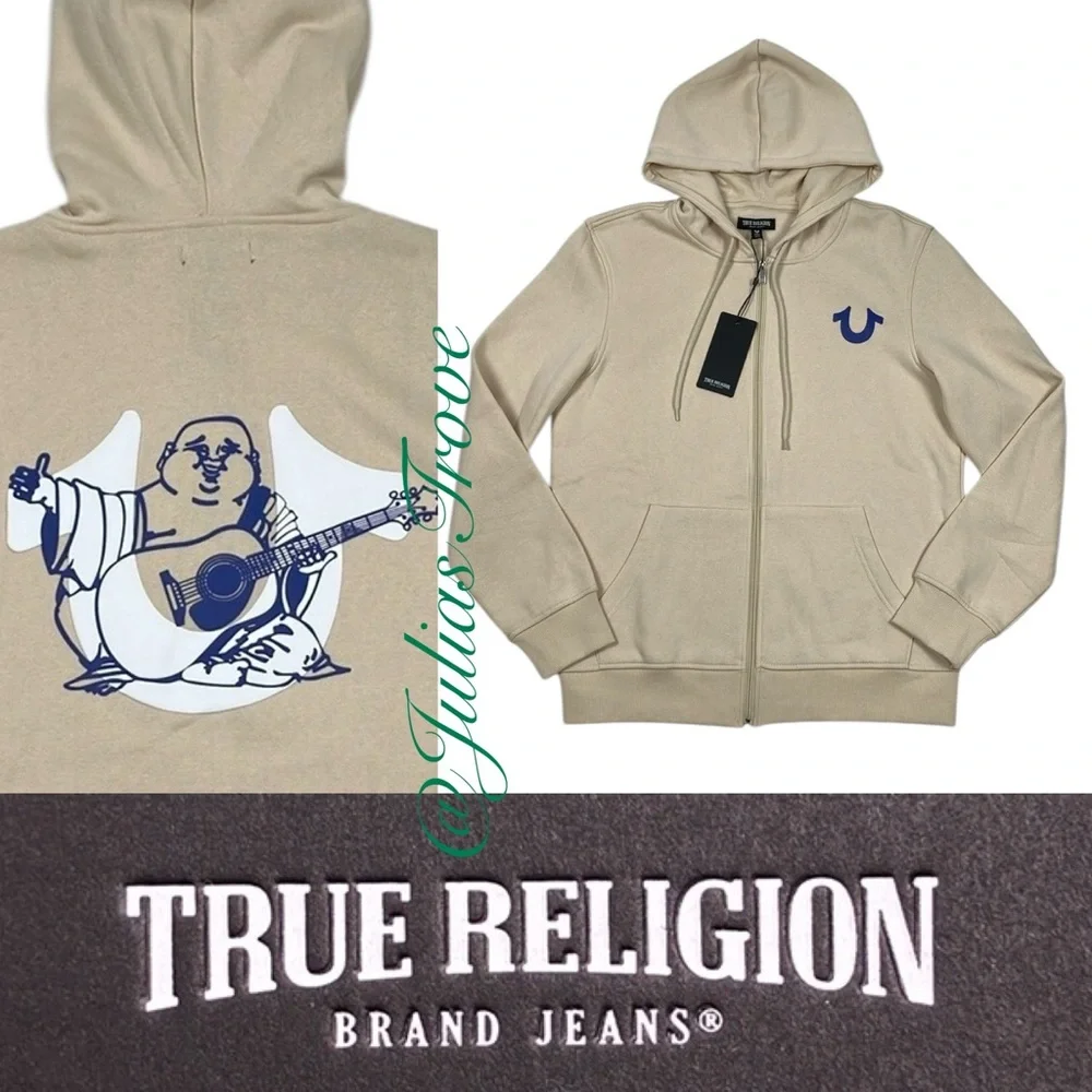 True Religion Zip Hoodie Overlap Buddha Sweatshirt NWT